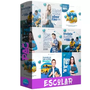Pacote de 6 Modelos Editáveis de Anúncios de Universidade para o Canva